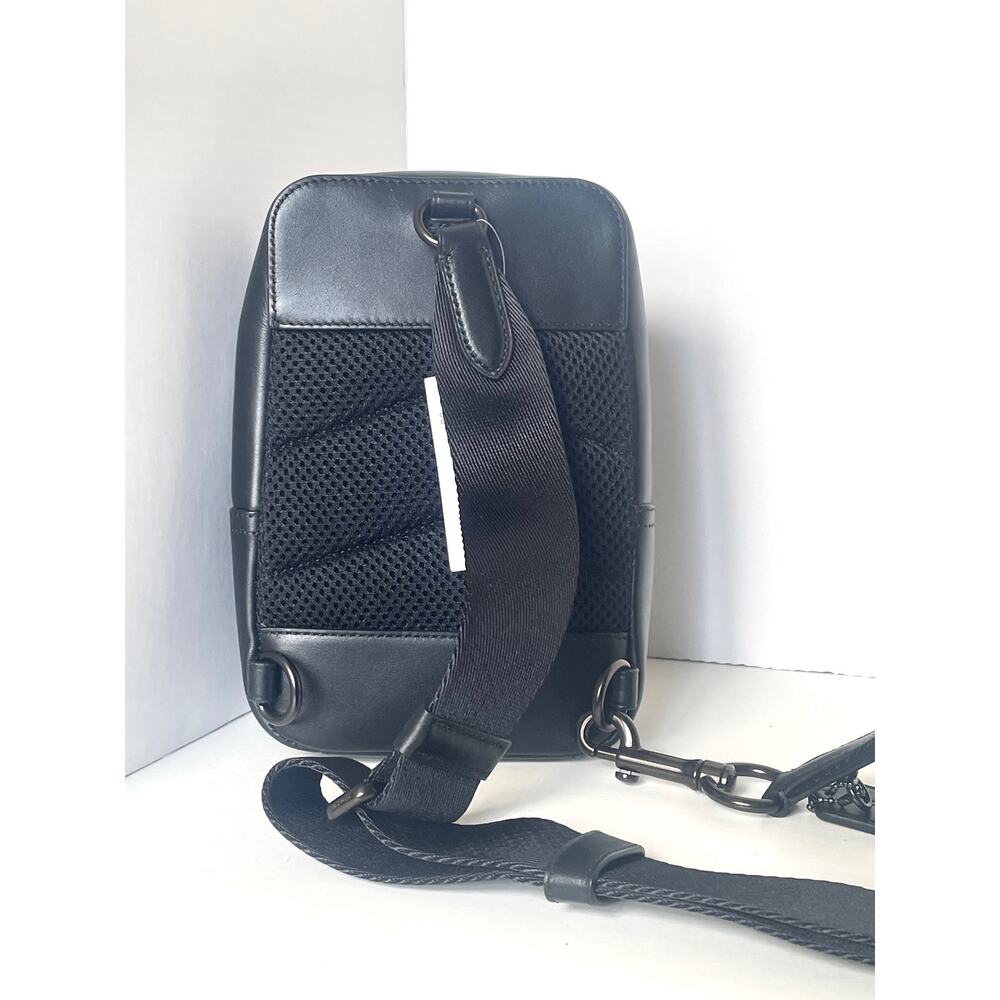 Coach Gotham Sling Pack 13 Signature Canvas Black Leather CC091 Bag - Picture 3 of 16